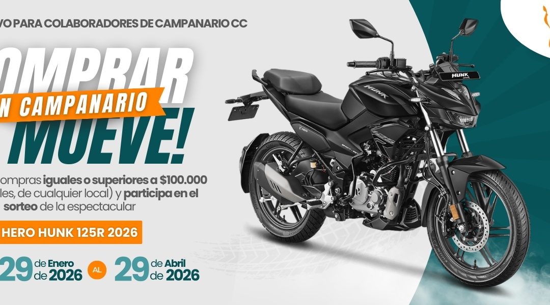 Comprar en Campanario ¡te mueve! Participa por una Hero Hunk 125R 2026